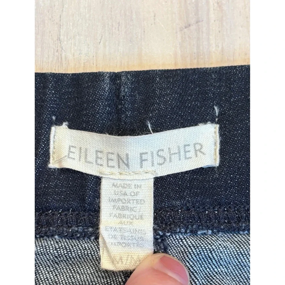 Eileen Fisher Women's Dark Wash Pull On Slim Straight Jeans Blue Sz M Minimalist